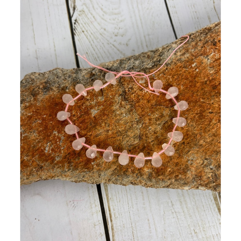 Rose Quartz Faceted Pear Briolette Beads Strand Gemstone Jewelry Making DIY P178